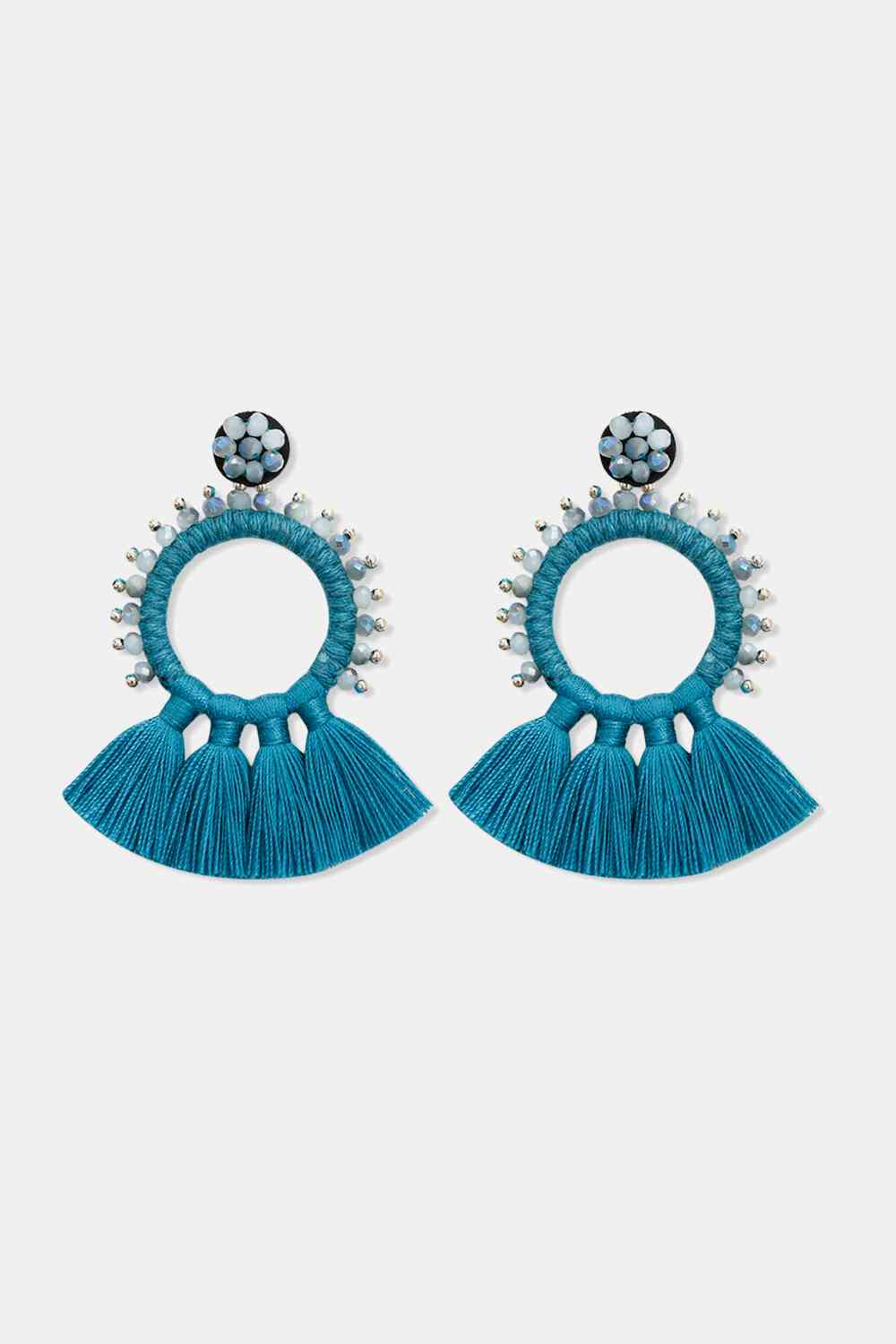Bead Detail Tassel Dangle Earrings