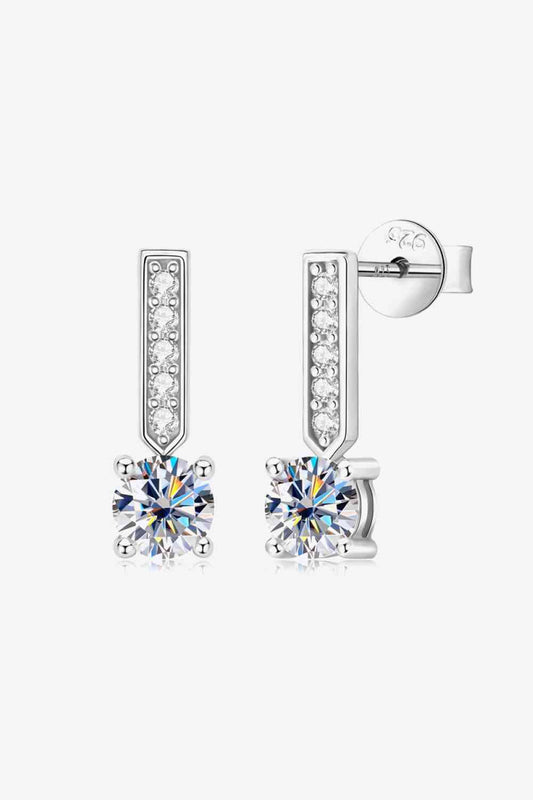 Moissanite and Zircon 925 Sterling Silver Drop Earrings