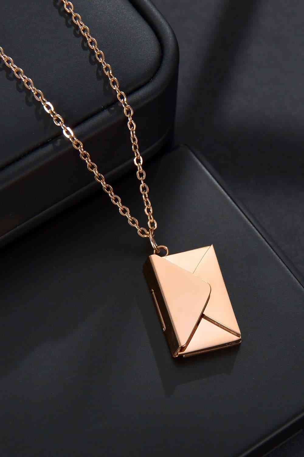 Envelope Pendant Stainless Steel Necklace