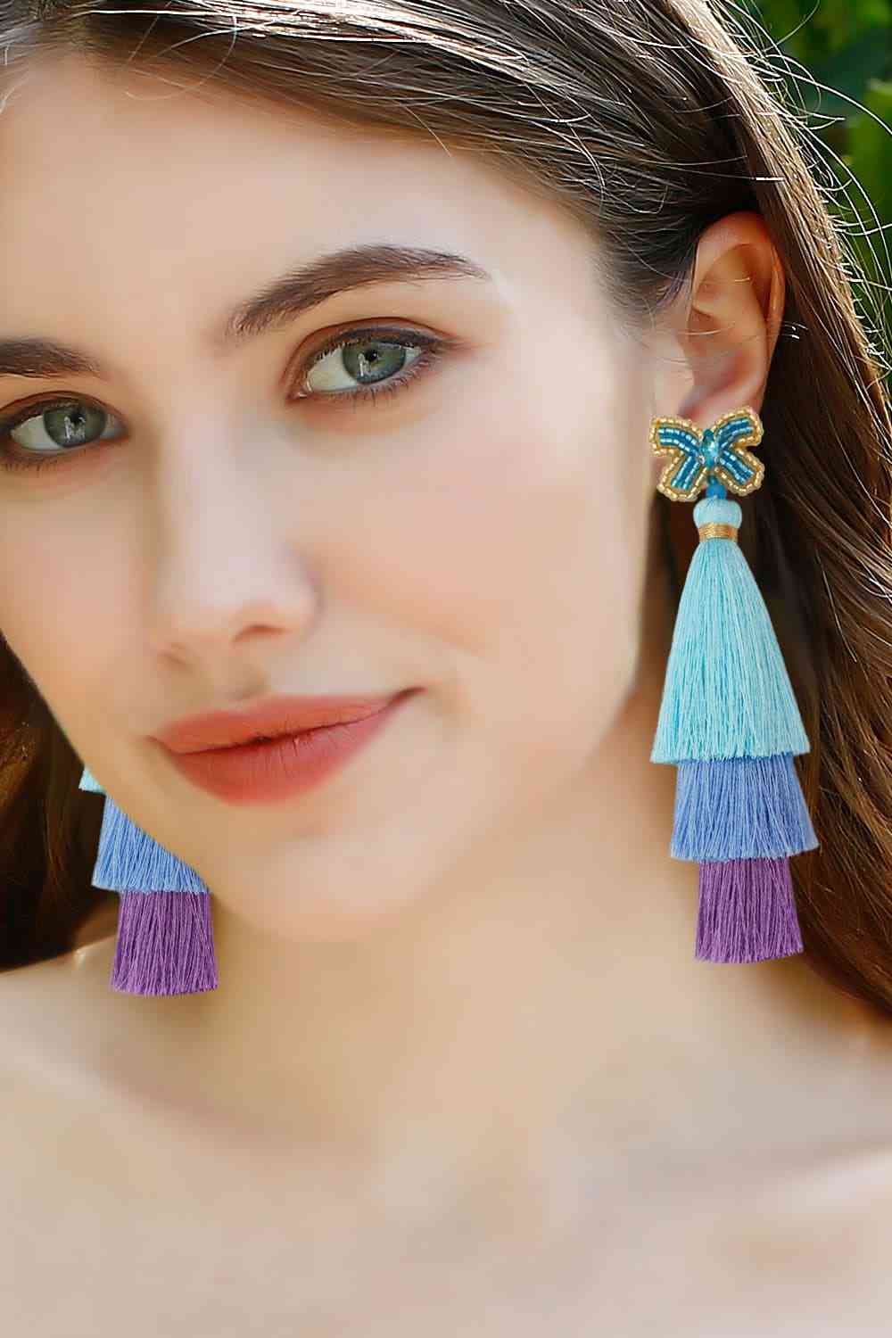 Triple-Layer Tassel Dangle Earrings