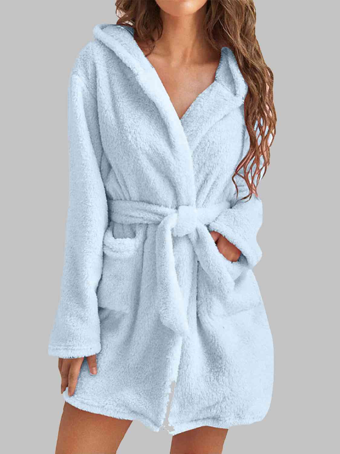 Tie Waist Hooded Robe