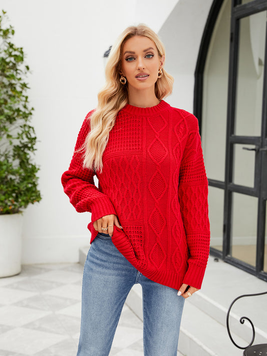 Round Neck Dropped Shoulder Sweater