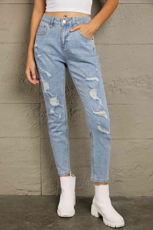 Baeful Acid Wash Distressed Jeans with Pockets