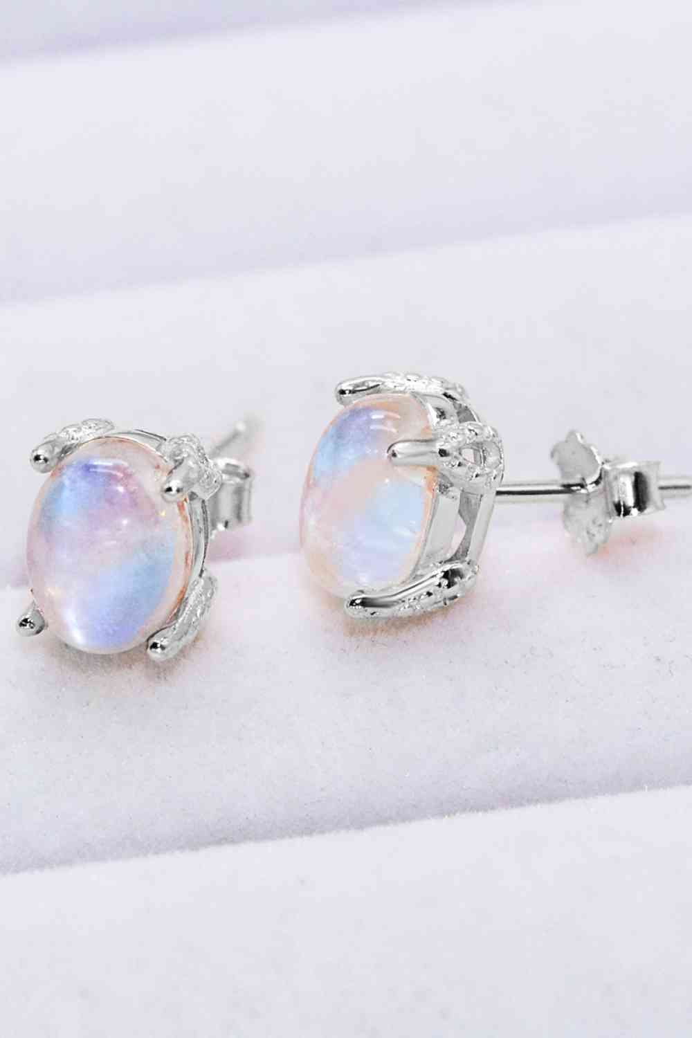 Natural Moonstone 4-Prong Stud Earrings