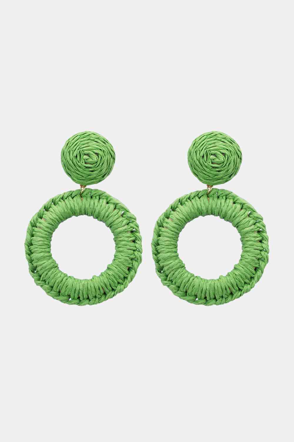 Round Shape Raffia Grass Dangle Earrings