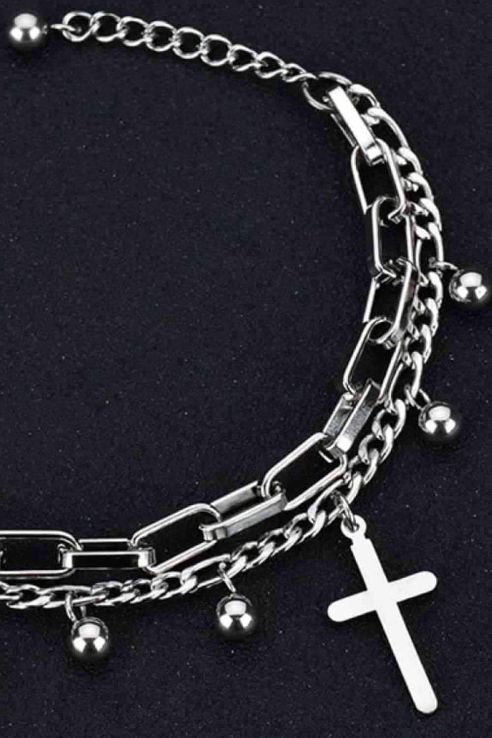 Cross Layered Stainless Steel Bracelet