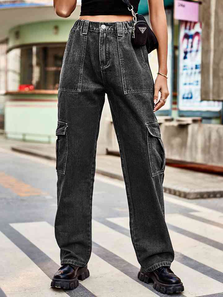 Straight Leg Cargo Jeans