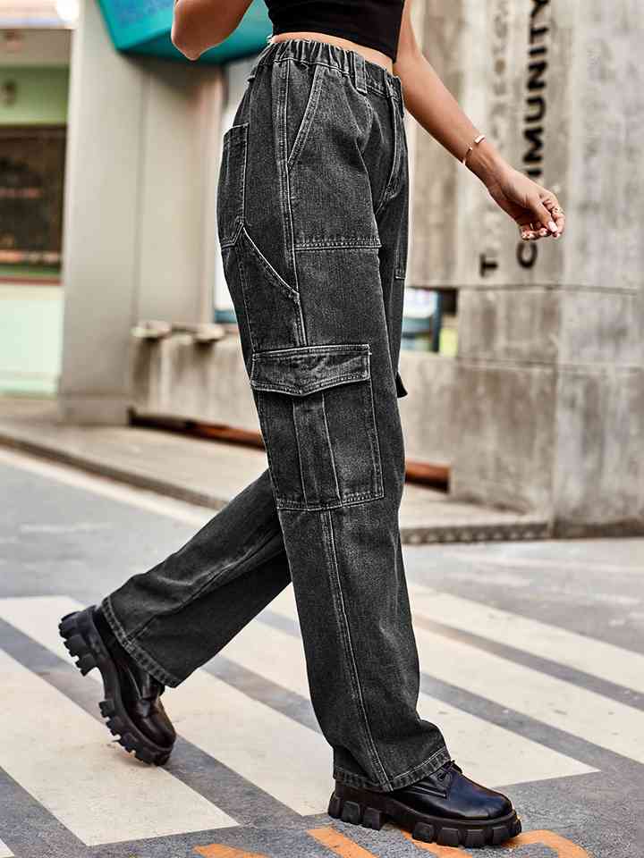 Straight Leg Cargo Jeans