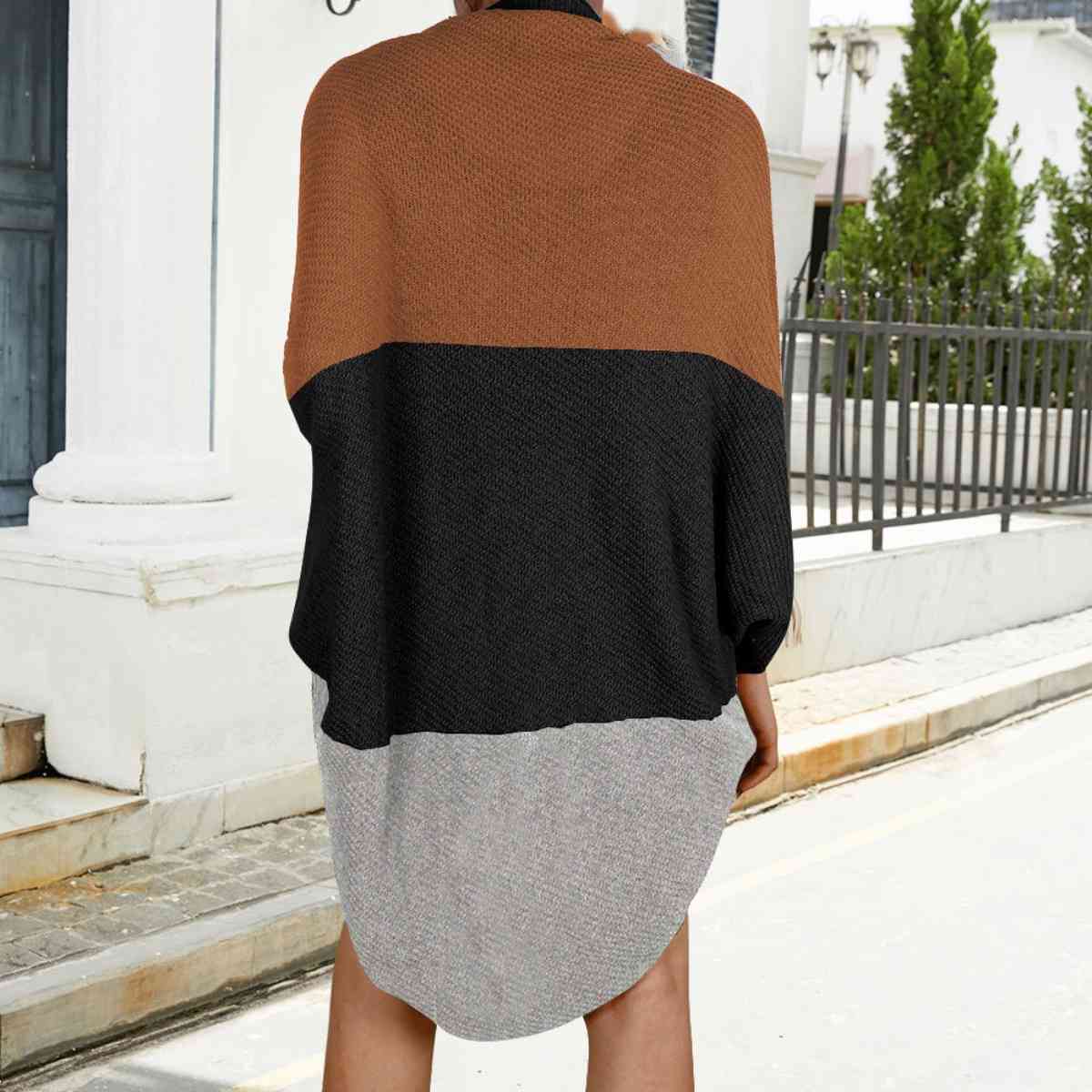 Color Block Open Front Cardigan