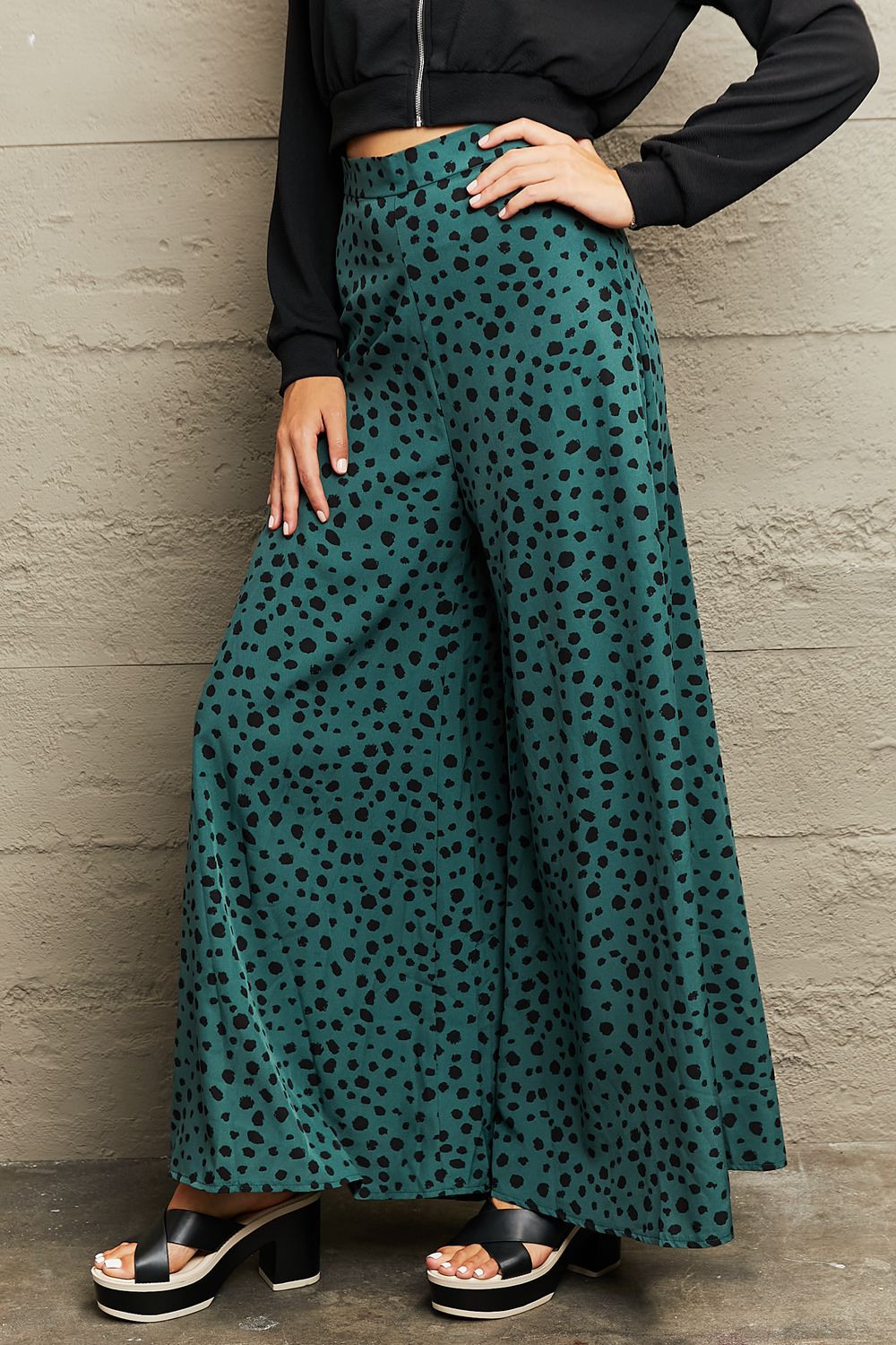 Printed Wide Leg Long Pants