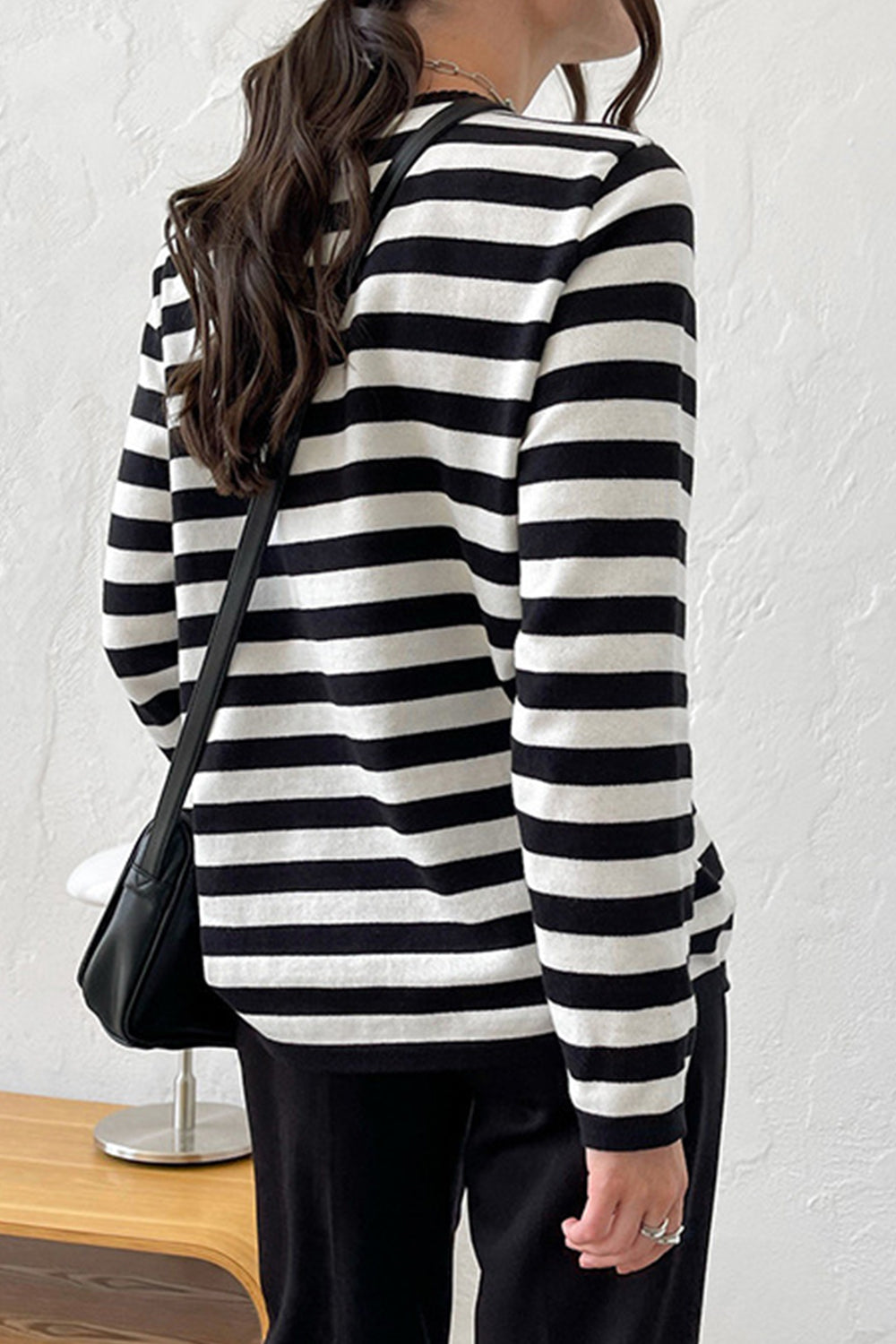 Striped Round Neck Long Sleeve Sweater