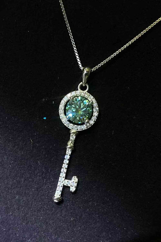 1 Carat Moissanite Key Pendant Necklace