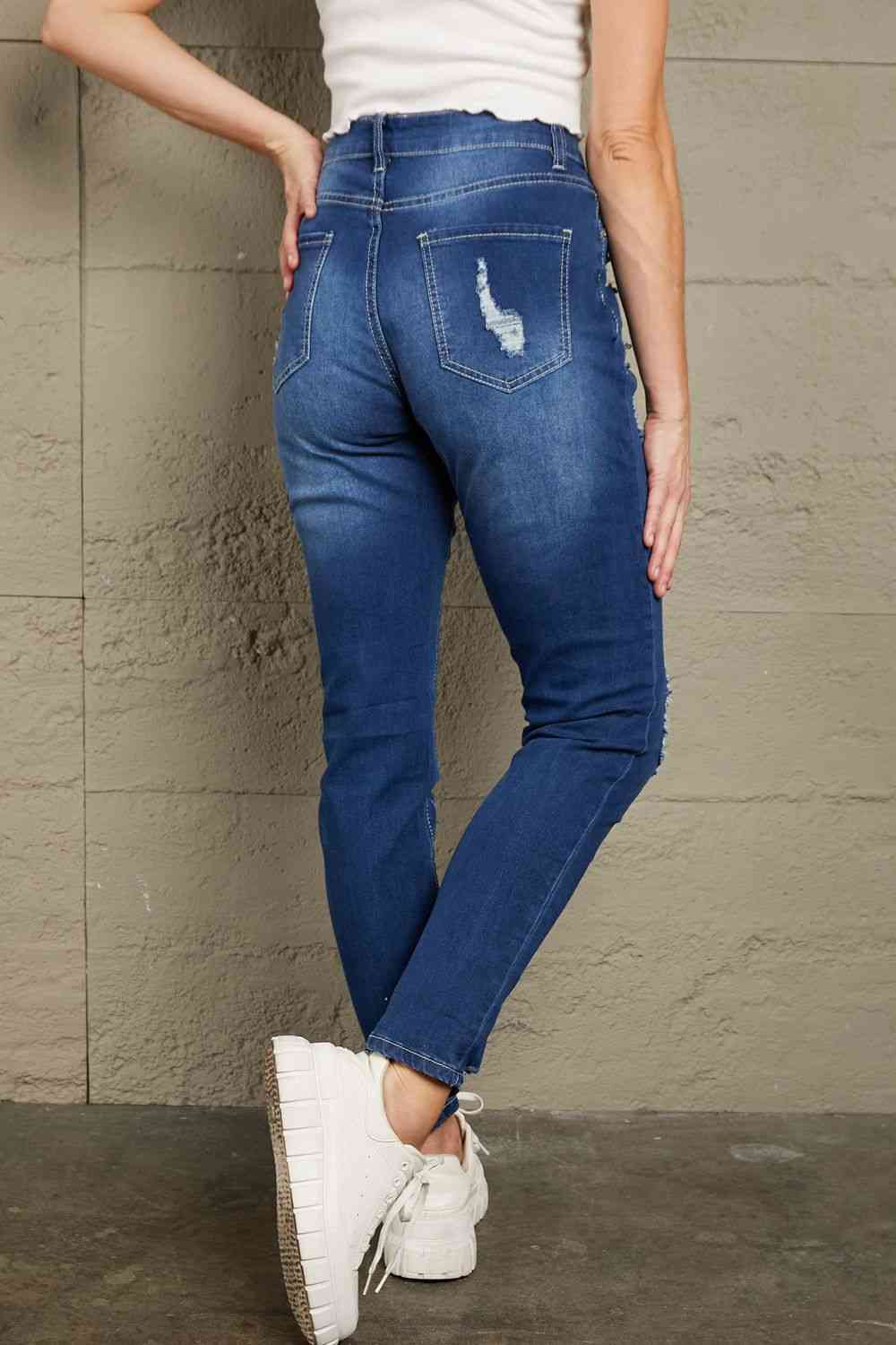 Baeful Distressed High-Rise Jeans with Pockets