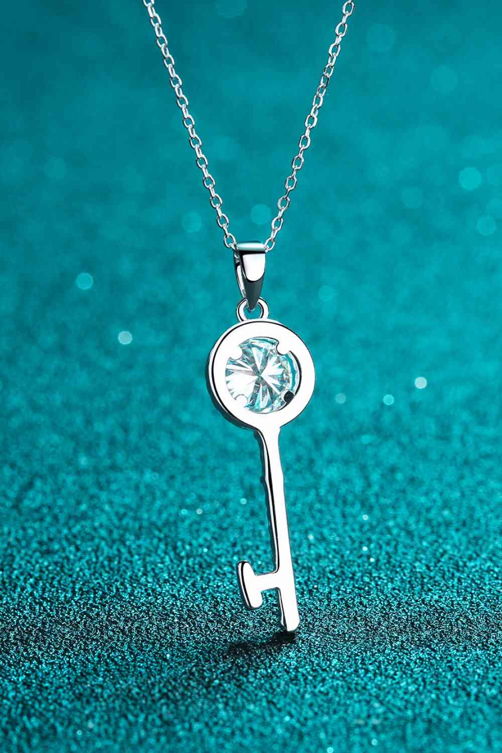 Adored Moissanite Key Pendant Necklace