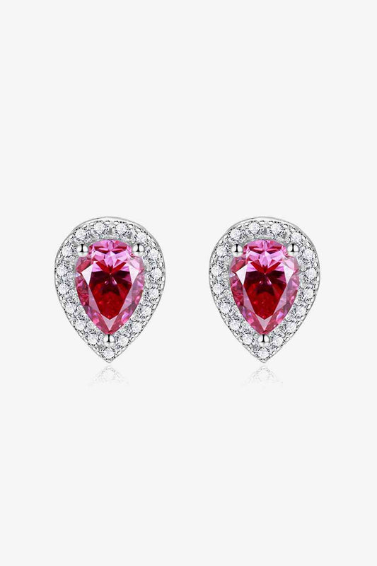 2 Carat Moissanite Teardrop Stud Earrings in Rose