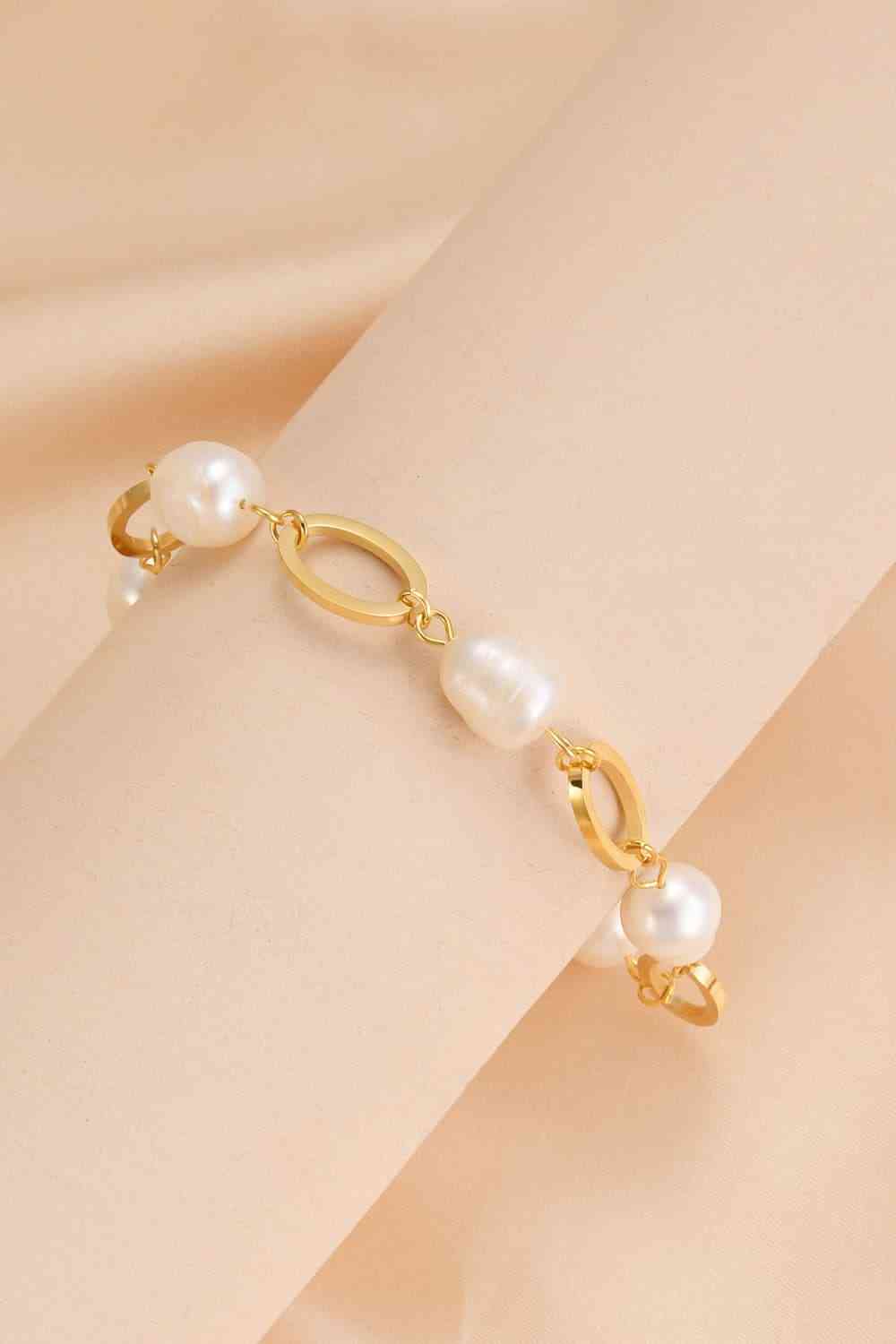 14K Gold-plated Lobster Closure Freshwater Pearl Bracelet