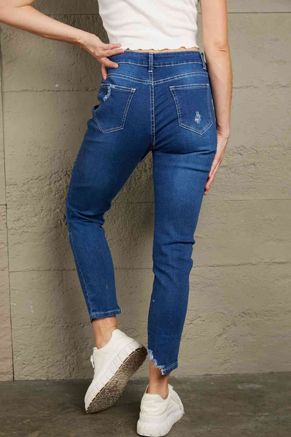 Baeful High-Rise Distressed Hem Detail Jeans